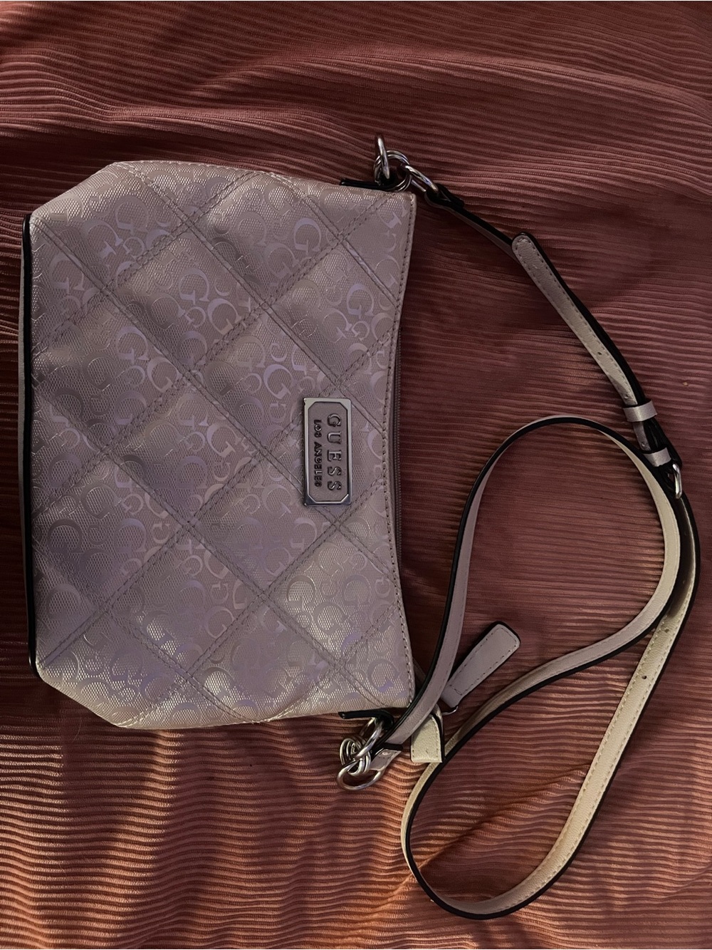 GUESS Quilted Logo Crossbody Bag in Lavender